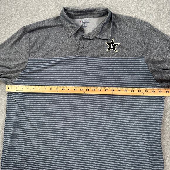 Vanderbilt Champion Short Sleeve Polo Shirt Men's 2XL Gray Blue Stripe - Picture 6 of 9